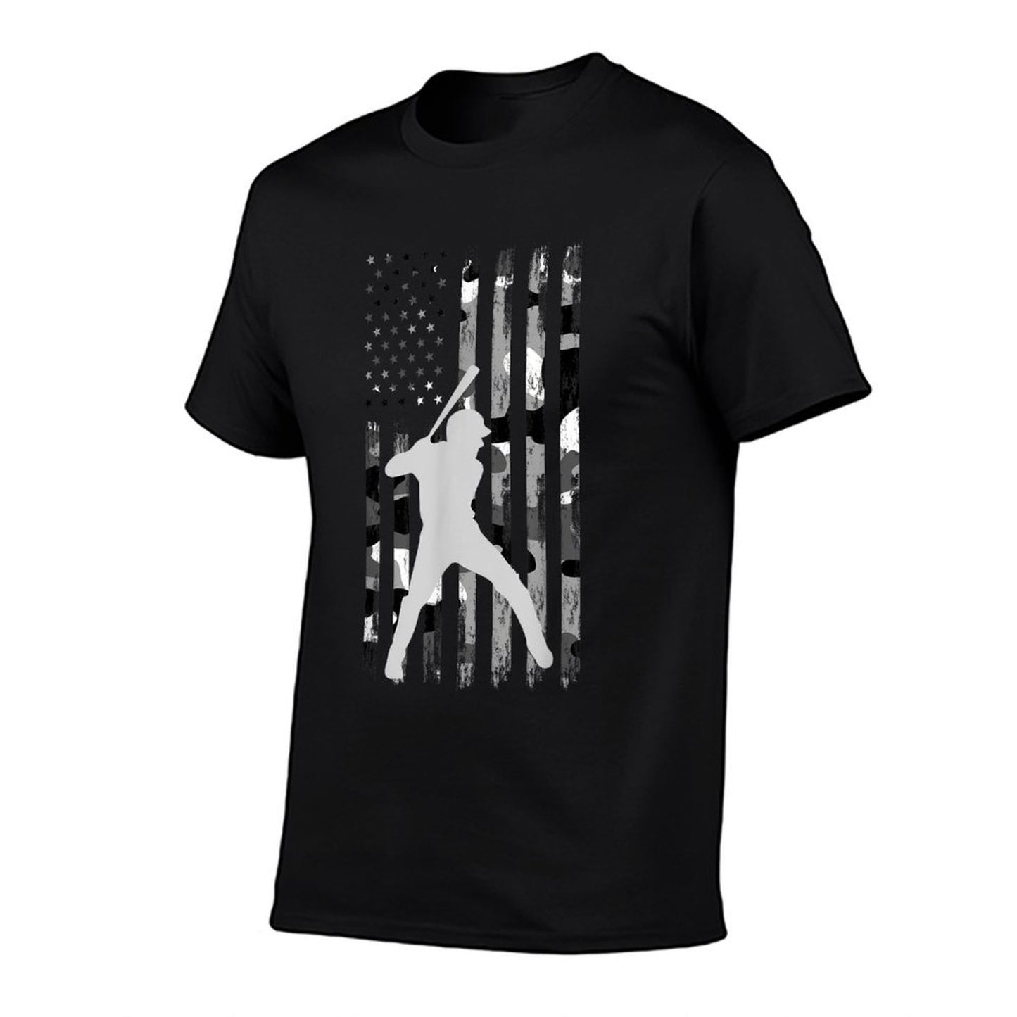 Baseball Player American Flag USA Camo Patriotic Graphic T-Shirt