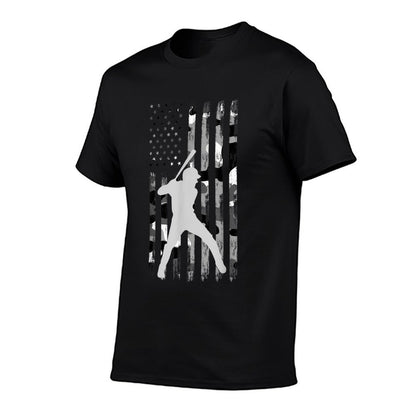 Baseball Player American Flag USA Camo Patriotic Graphic T-Shirt