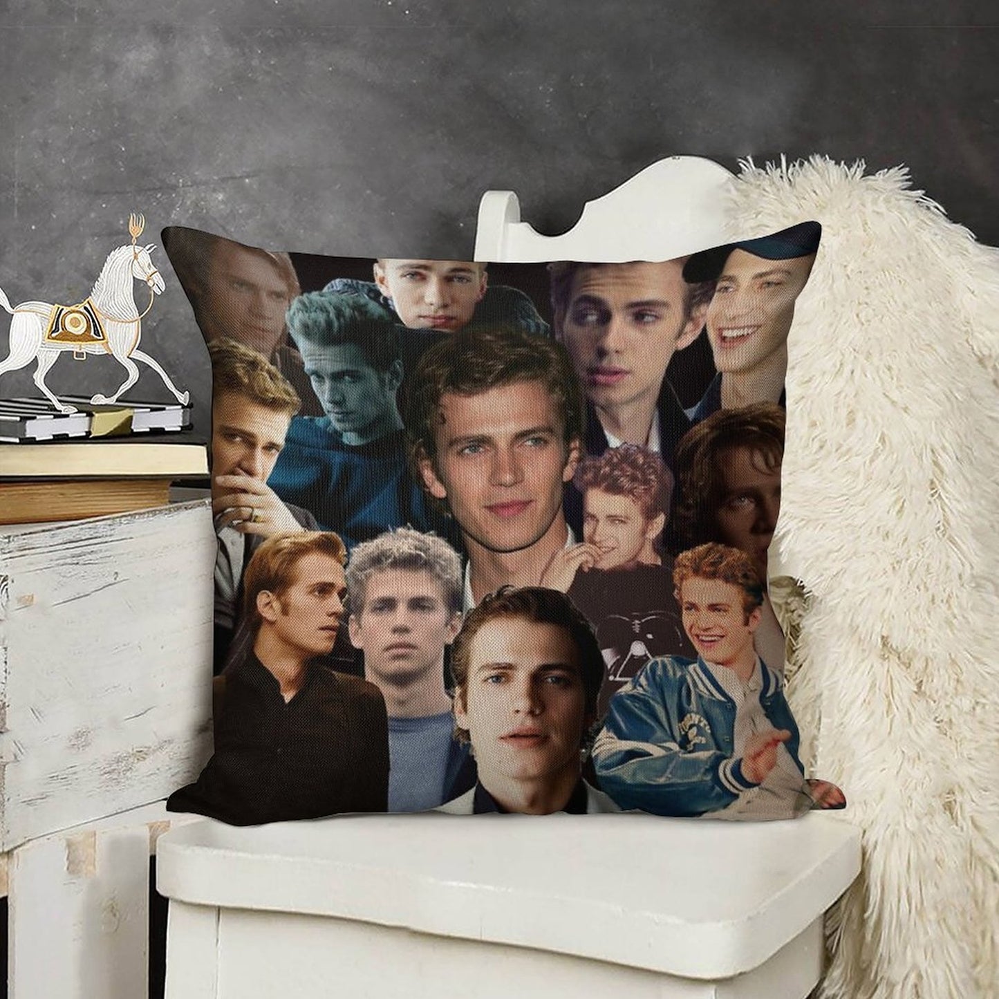 Hayden Christensen Hot Collage Linen Throw Pillow Cover