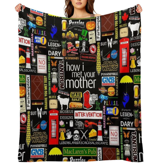 How I Met Your Mother Collage Poster Iconographic - Infographic Throw Blanket