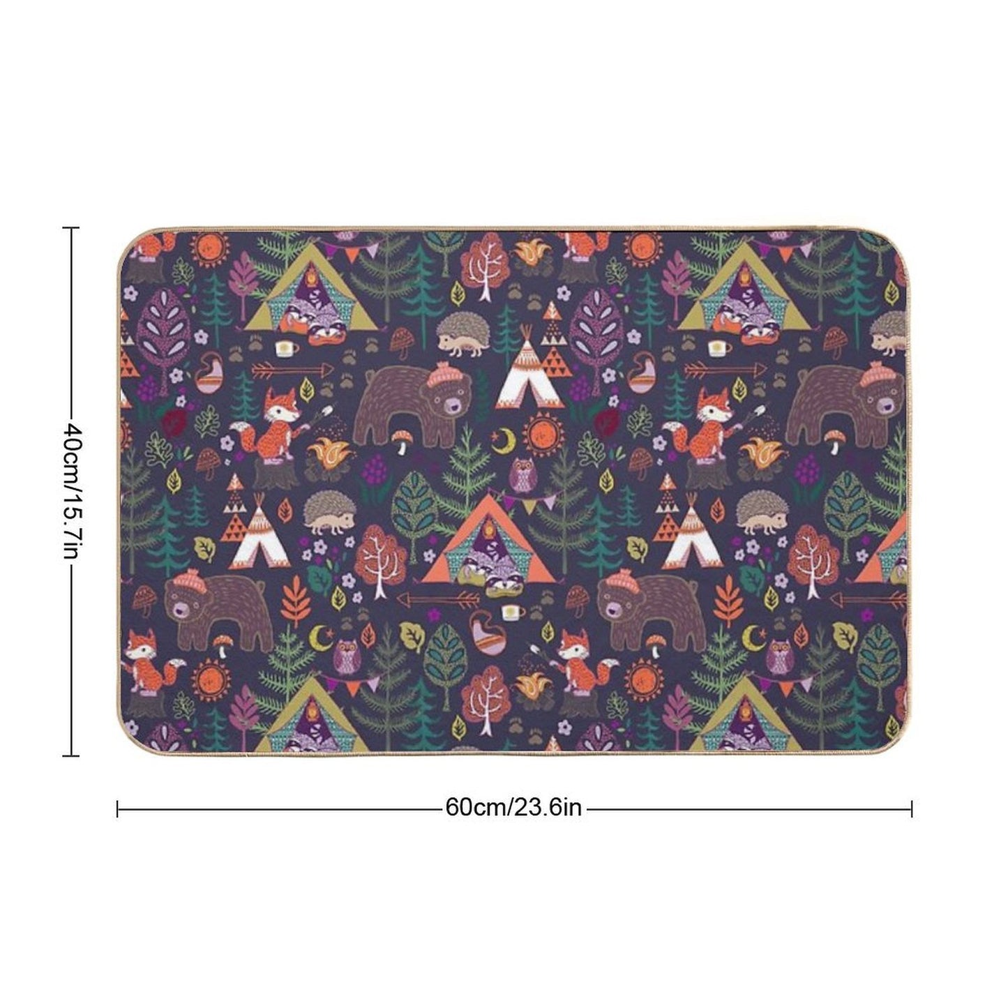 Woodland Animals Campout  Dirt-Trapping Bath Mat