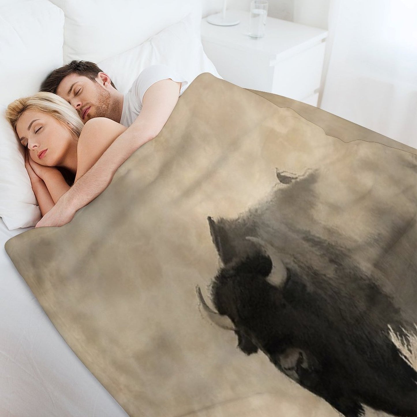 American Buffalo  -  Plains Bison Throw Blanket