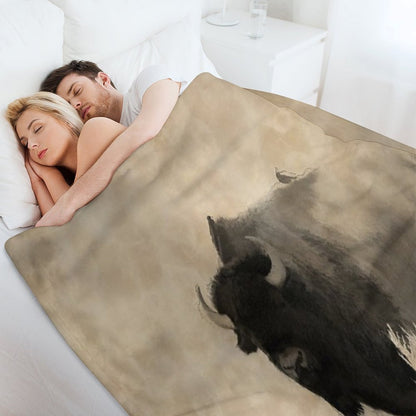 American Buffalo  -  Plains Bison Throw Blanket