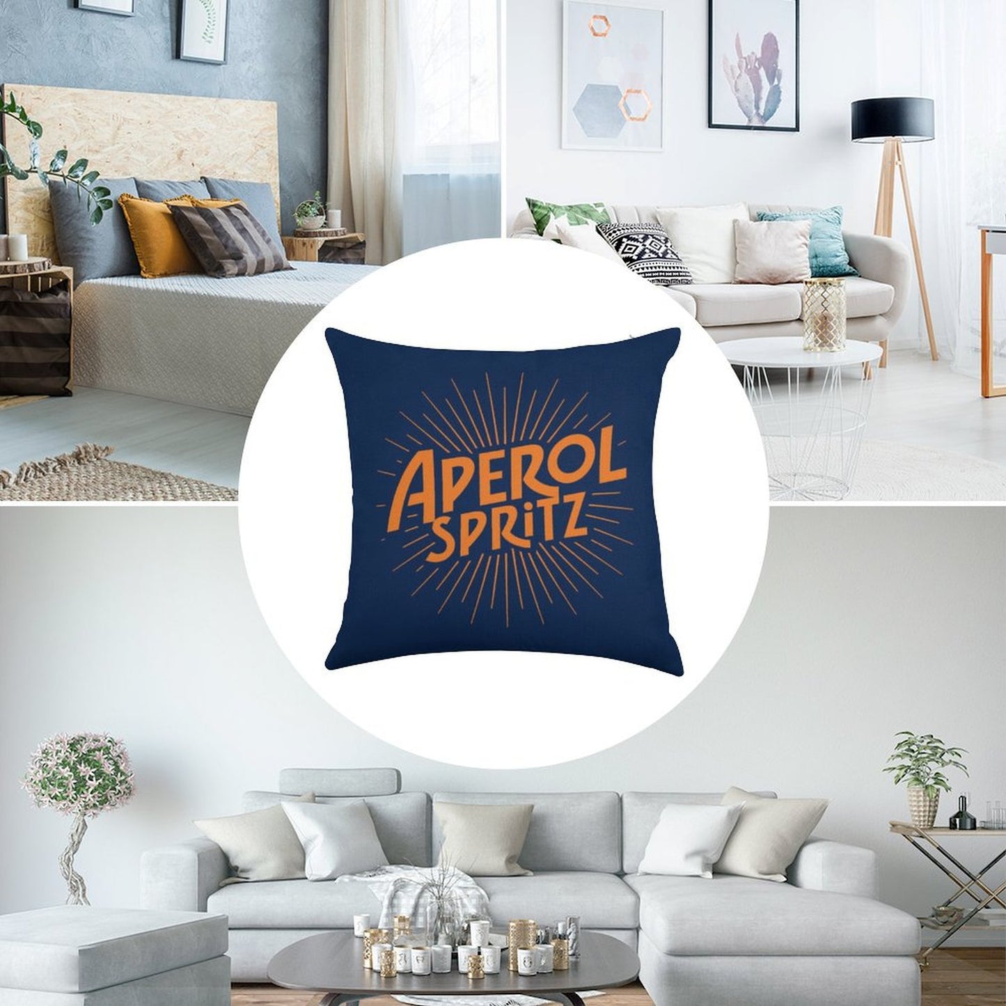 APEROL SPRITZ Linen Throw Pillow Cover