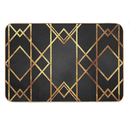 Black Gold Geometric Bath Mat