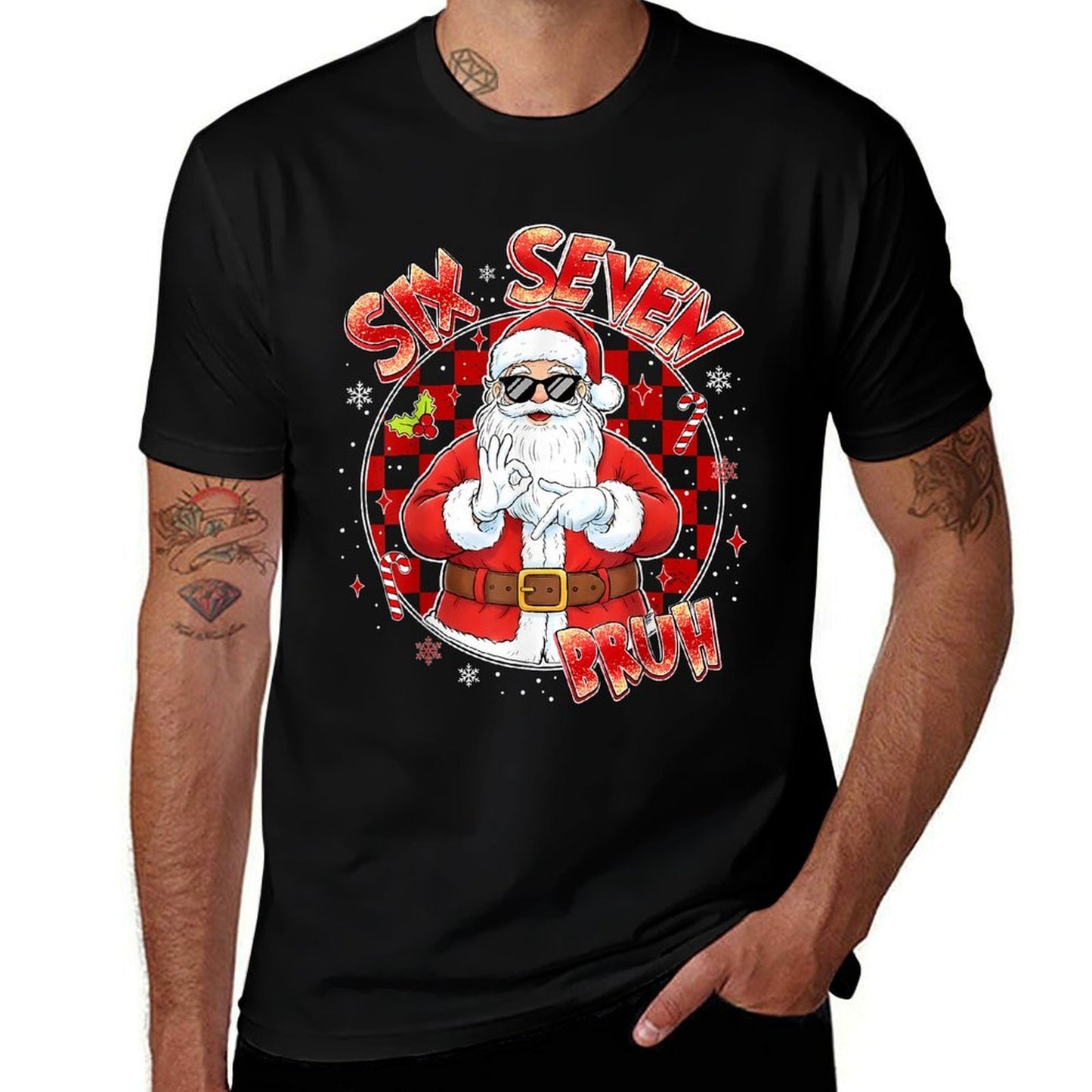 Six Seven Bruh Funny Cool Santa Christmas 67 Memens Kids  Stretchy T-Shirt