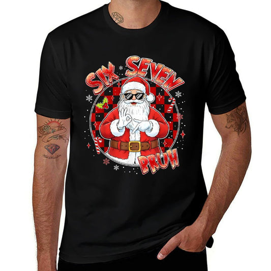 Six Seven Bruh Funny Cool Santa Christmas 67 Memens Kids  Stretchy T-Shirt