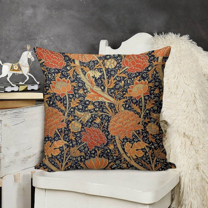 William Morris Cray Blue And Orange Linen Throw Pillow Cover