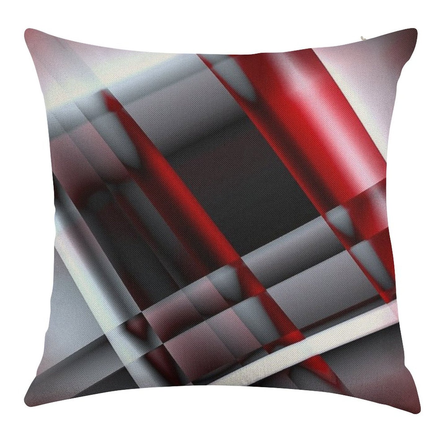 Decorative Red And White Linen Throw Pillow Cover