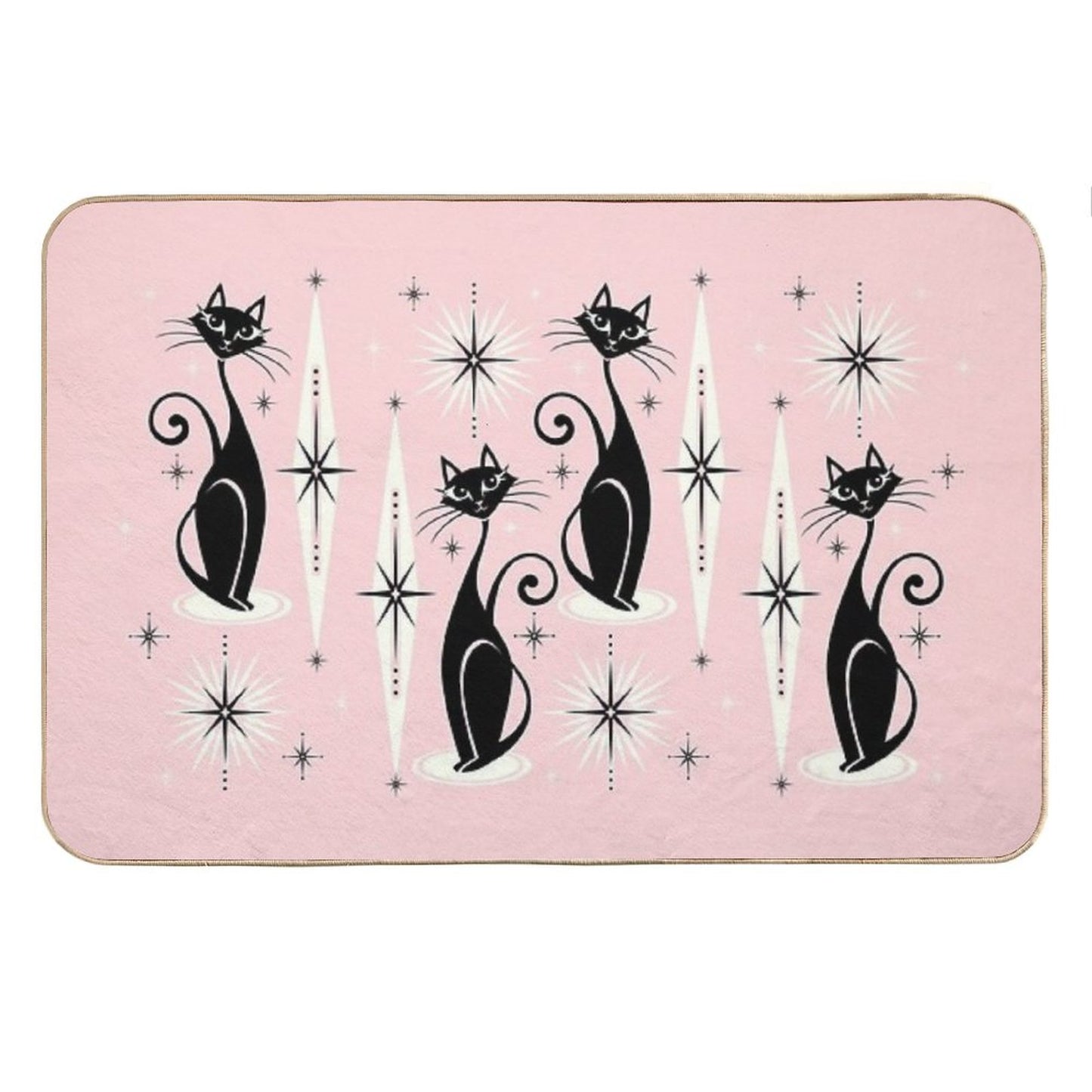 Mid Century Meow Retro Atomic Cats LG ©studioxtine Bath Mat