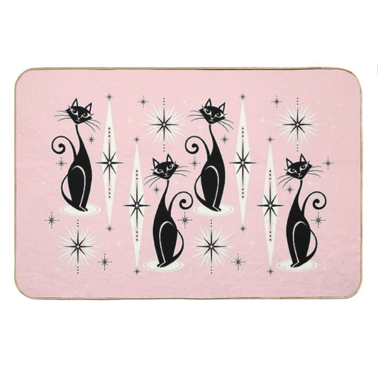 Mid Century Meow Retro Atomic Cats LG ©studioxtine Bath Mat