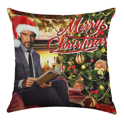 Die Hard Hans Gruber Merry Christmas Linen Throw Pillow Cover