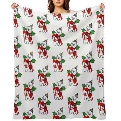 Mr. Bingle with Candy Cane Throw Blanket
