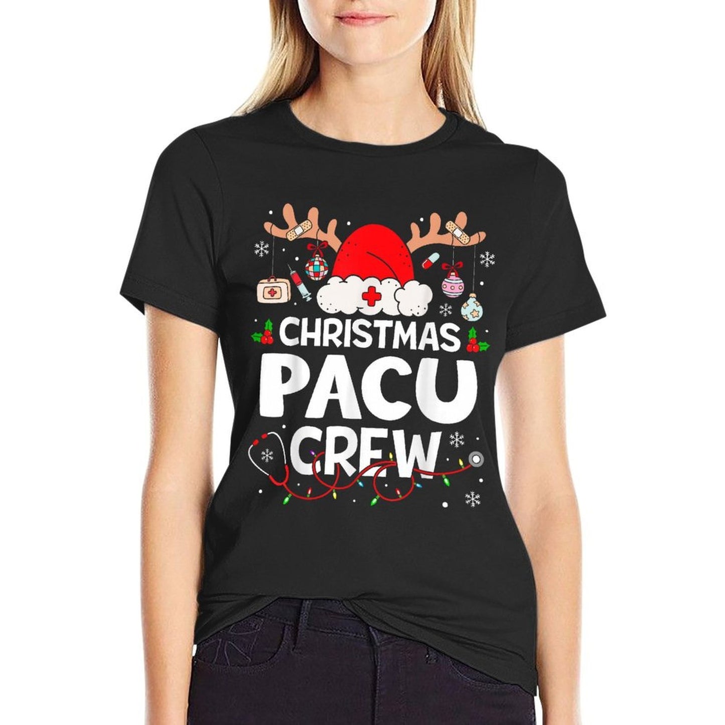 Christmas Pacu Crew Reindeer Santa Post Anesthesia Care Unit  Breathable T-Shirt