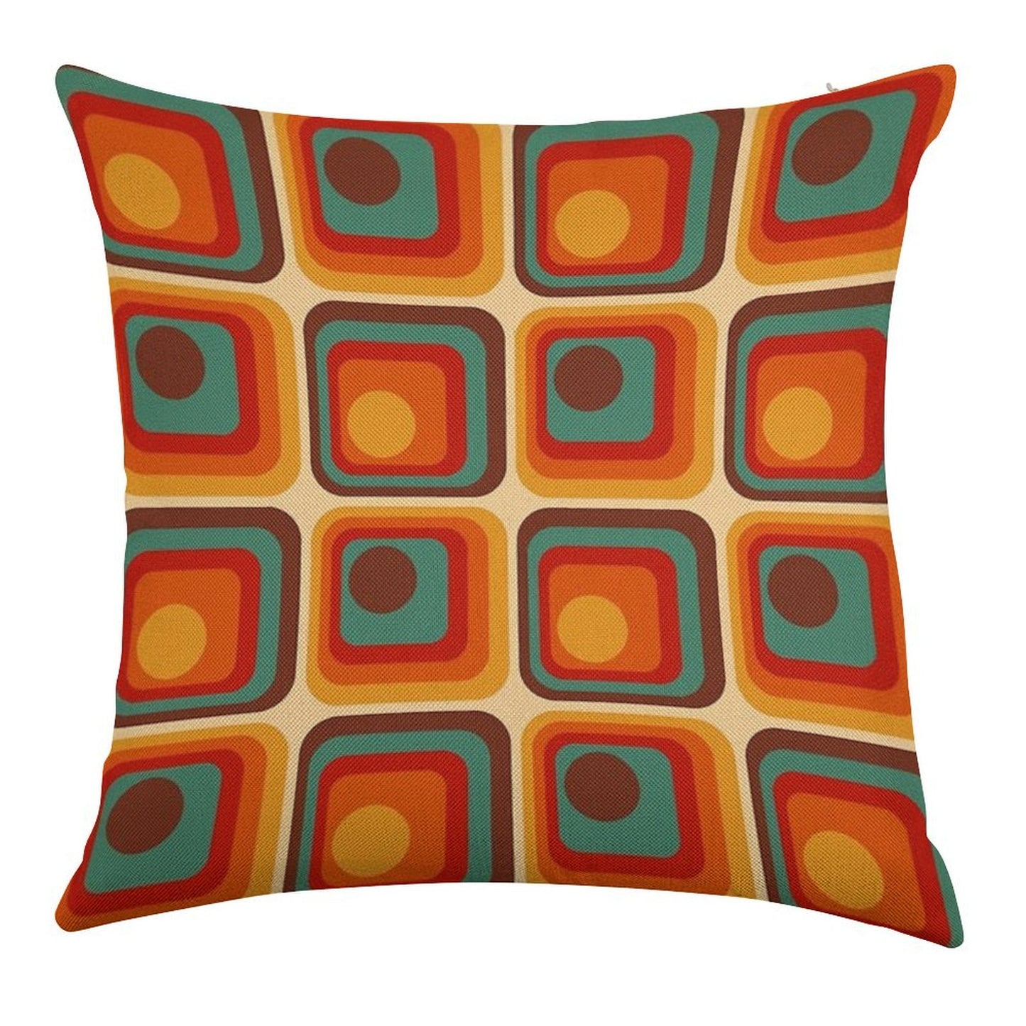 Retro Geometric Gradient Square And Circle Pattern 221 Linen Throw Pillow Cover