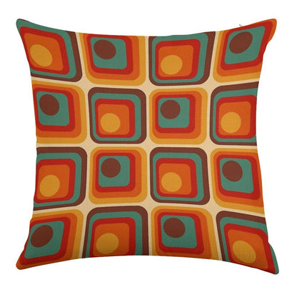 Retro Geometric Gradient Square And Circle Pattern 221 Linen Throw Pillow Cover