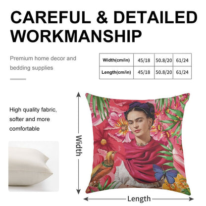 Forever Frida Kahlo Linen Throw Pillow Cover