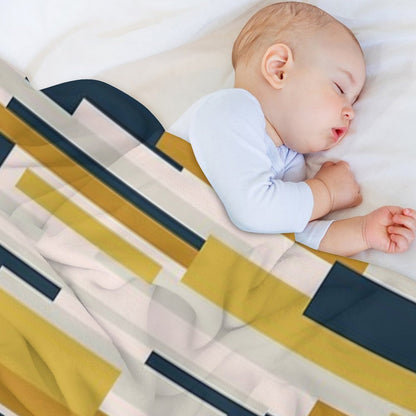 Wright Midcentury Modern Geometric Abstract Pattern in Mustard Yellow, Navy Blue, And Pale Blush Throw Blanket