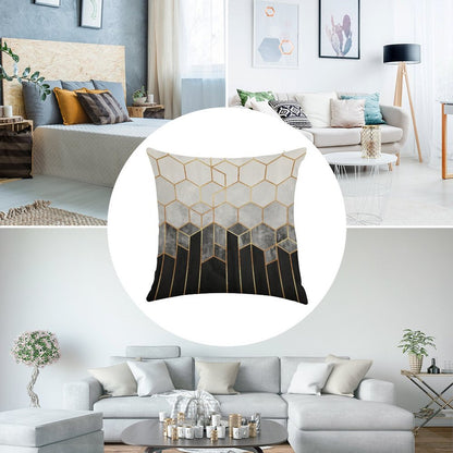 Charcoal Hexagons Linen Throw Pillow Cover