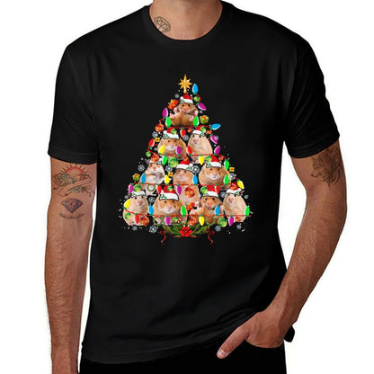 Hamsters Christmas Tree Santa Hamsters Christmas Lights  Easy-care T-Shirt