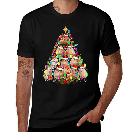 Hamsters Christmas Tree Santa Hamsters Christmas Lights  Easy-care T-Shirt