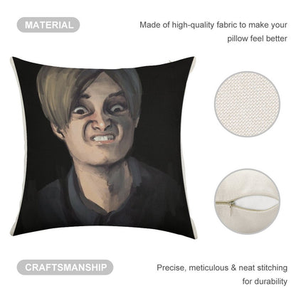 Leon Kennedy The Face - Resident Evil 2 Linen Throw Pillow Cover