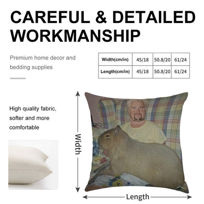 Guy Fieri with Capybara Linen Throw Pillow Cover