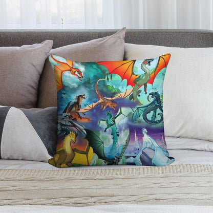 Wing of Fire All Dragon Pattern Background Soft Anti-Pilling Throw Pillow