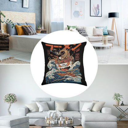 The Black Great Ramen Linen Throw Pillow Cover