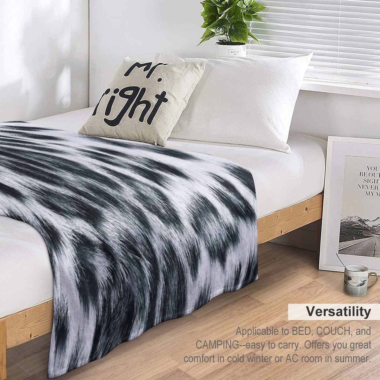 Snow Leopard Real to Life Print Throw Blanket