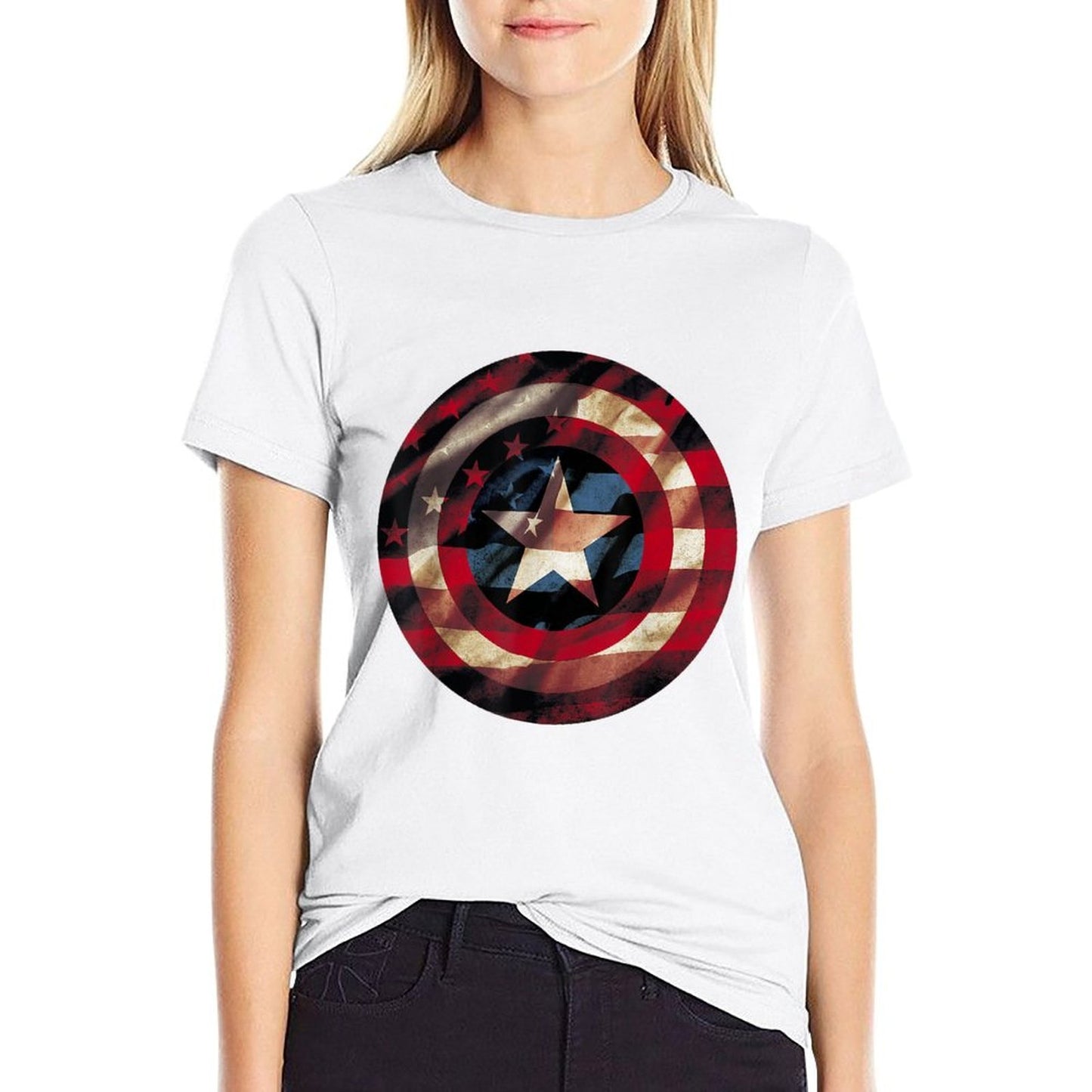 Marvel Captain America Avengers Shield  Polyester Blend T-Shirt