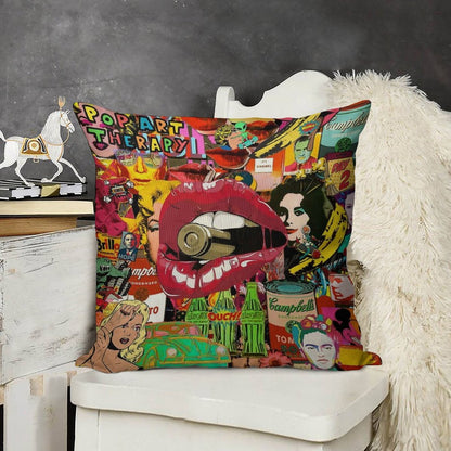 Pop Art Therapy Linen Throw Pillow Cover