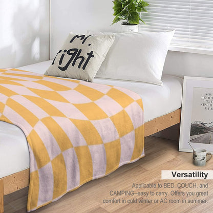 Check I - Yellow Twist Throw Blanket