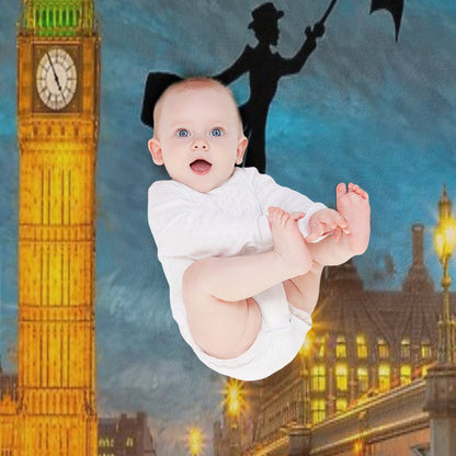 Magical Nanny Over London Throw Blanket