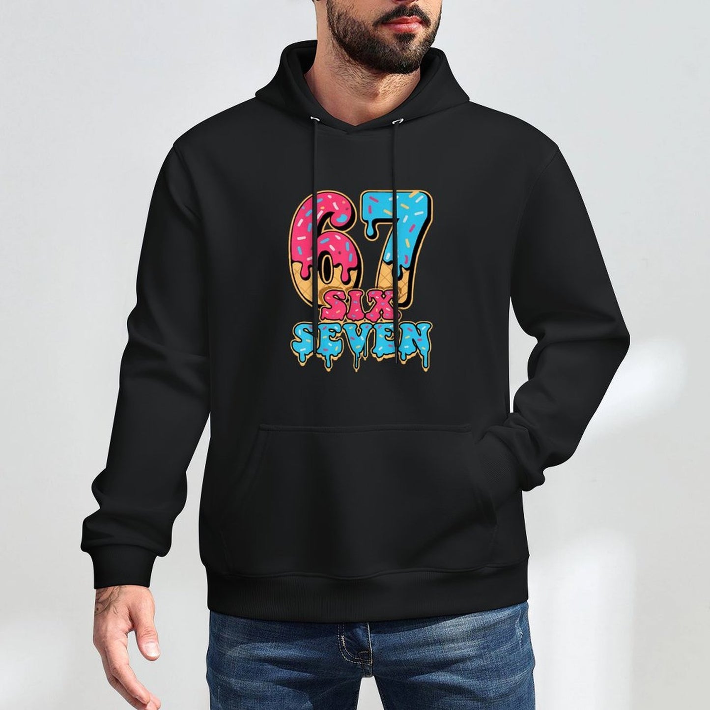 Baseball Drip Number 67 Player Or 67th Birthday Medium-Weight Fabric Hoodie