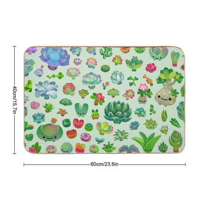 Baby Succulents - Mix (green)  High-Traffic Bath Mat