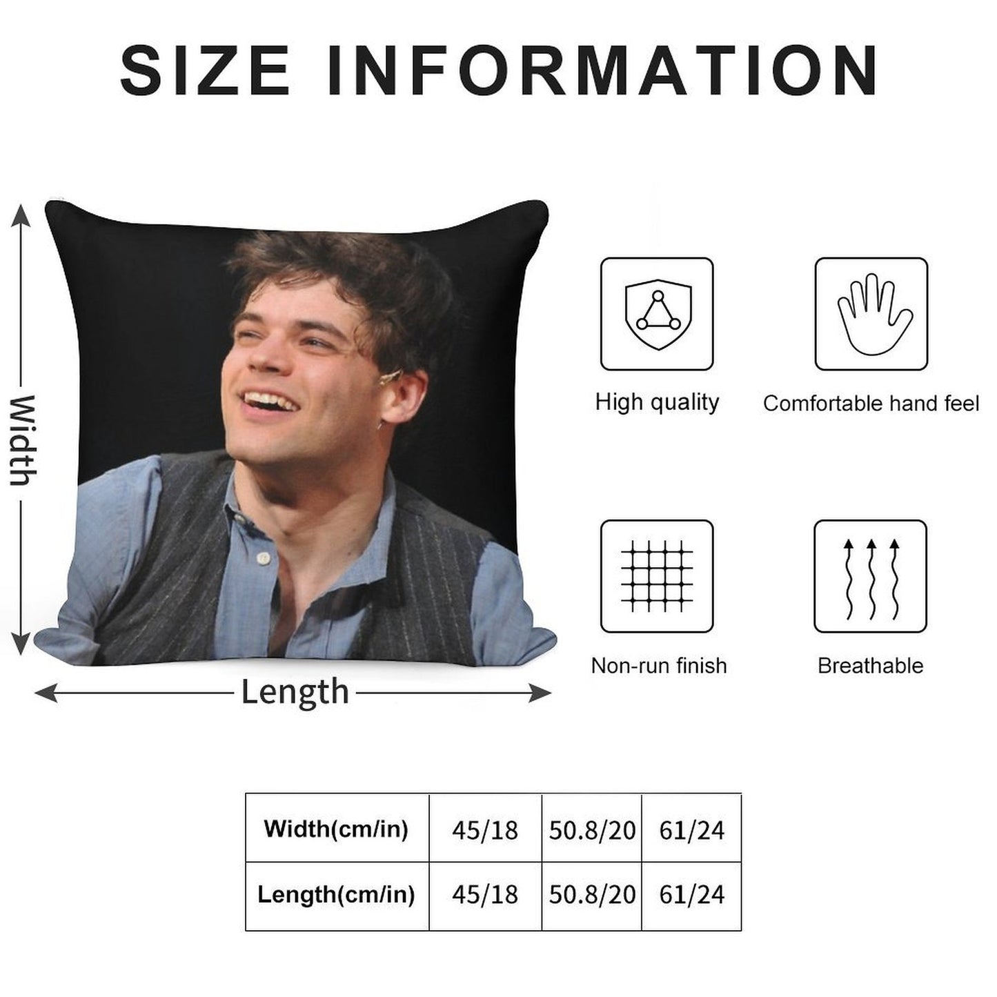 Jeremy Jordan Newsies Soft Reinforced Edging Throw Pillow