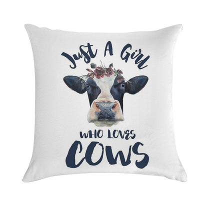 Animal Lovers Funny Gifts - Just A Girl Who Loves Cows Soft Warmth Comfort Throw Pillow