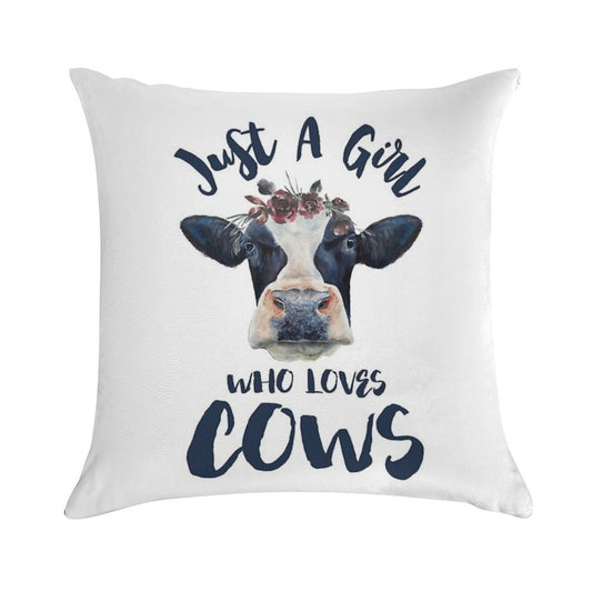Animal Lovers Funny Gifts - Just A Girl Who Loves Cows Soft Warmth Comfort Throw Pillow