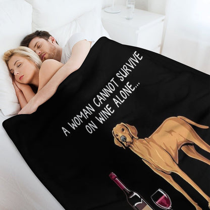 Vizsla And Wine Funny Dog Throw Blanket