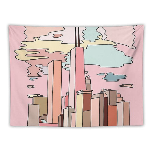 Chicago Sunset by Sasa Elebea Tapestry
