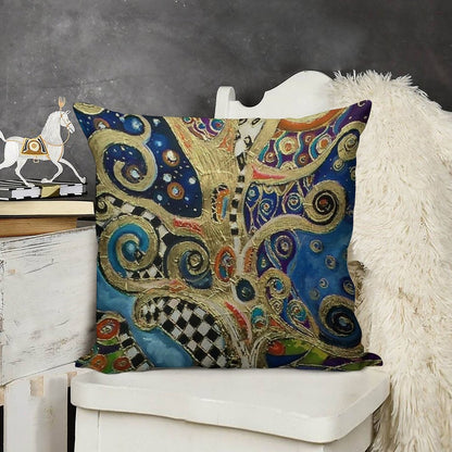 The Changing Seasons of Klimt Linen Throw Pillow Cover