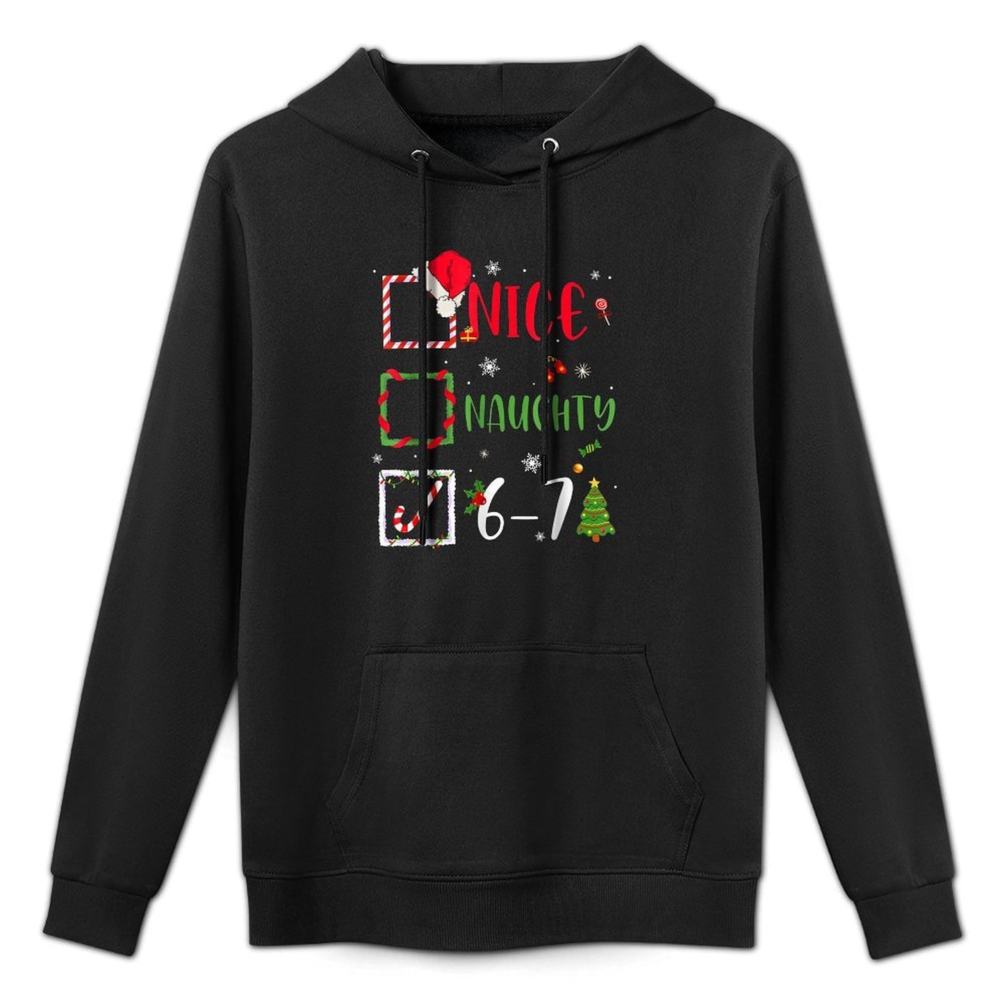 Funny 6-7 Meme Nice Naughty 67 Christmas Brain Rot Cotton-Polyester Blend Hoodie