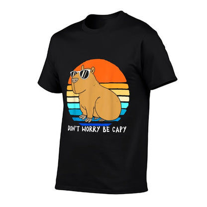 Retro Rodent Funny Capybara Dont Be Worry Be Capy  Trendy Pattern T-Shirt