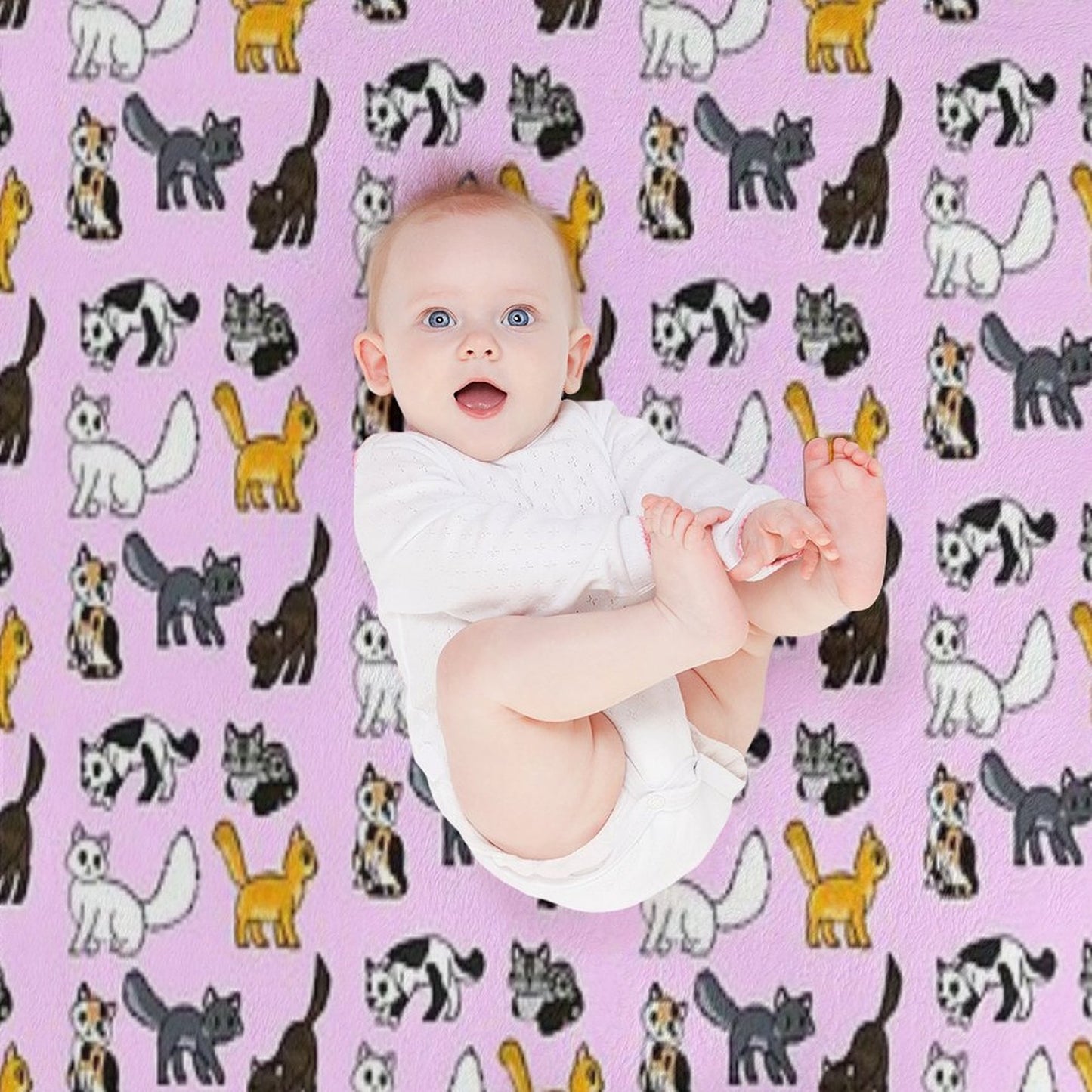 Cuddly Kitties Pink Throw Blanket