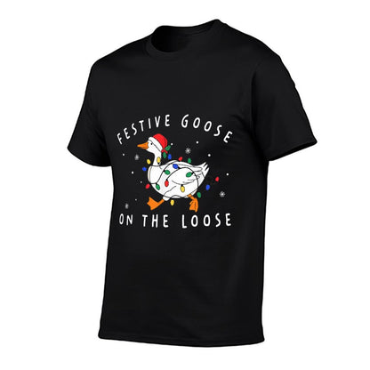 Festive Goose On The Loose Funny Christmas Humor  Polyester Blend T-Shirt