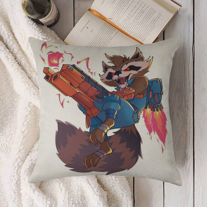 Marvel Rivals Rocket Raccoon Linen Throw Pillow Cover