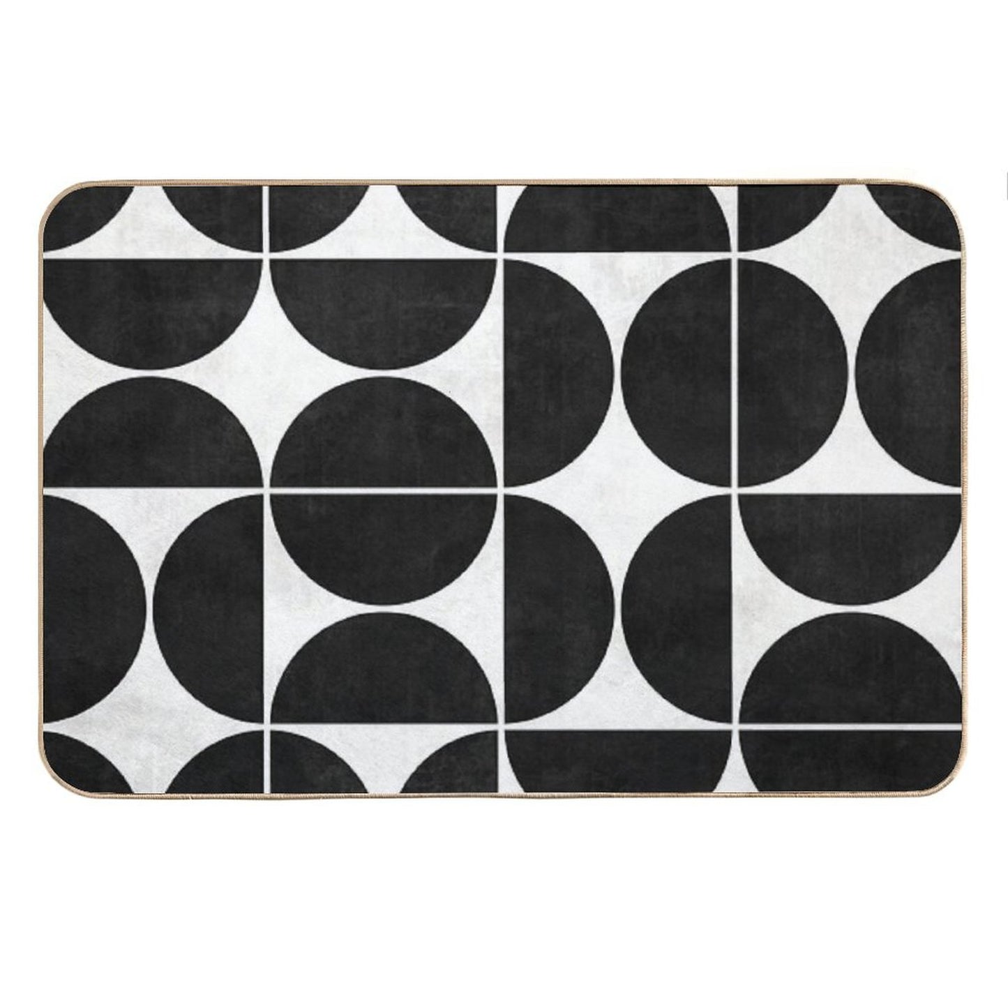 Mid-Century Modern Pattern No.3 - Black And White Concrete Bath Mat