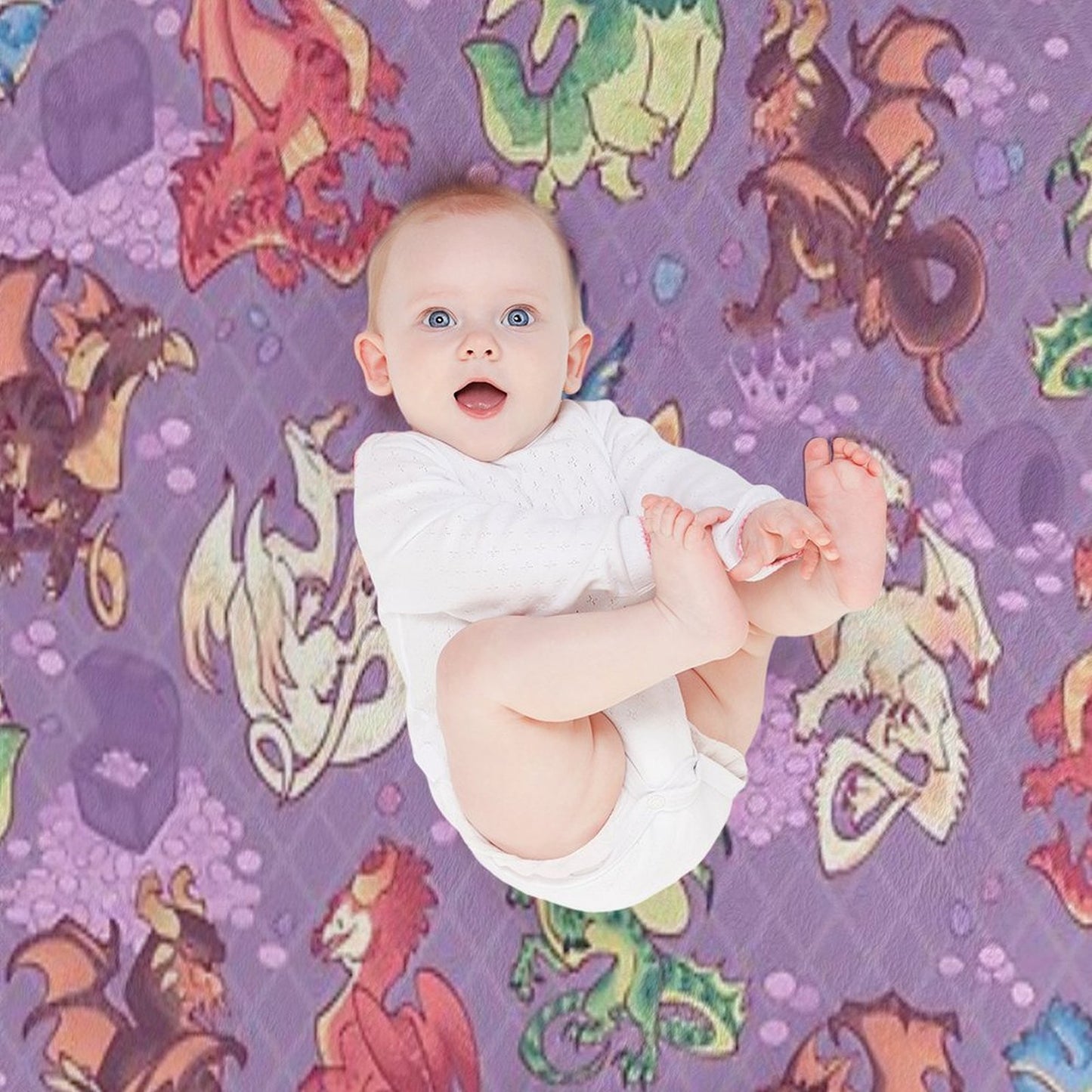 Chromatic Dragons in Purple Throw Blanket