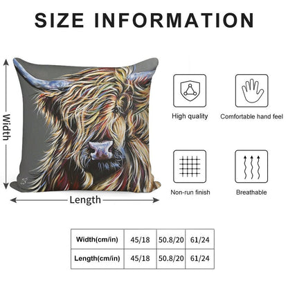 Beau The Colourful Highland Cow Soft Ultra-Soft Texture Throw Pillow